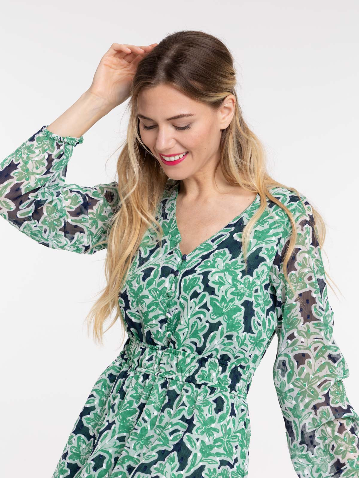 Robe imprimé floral vert pop femme Robe imprimé floral vert pop femme