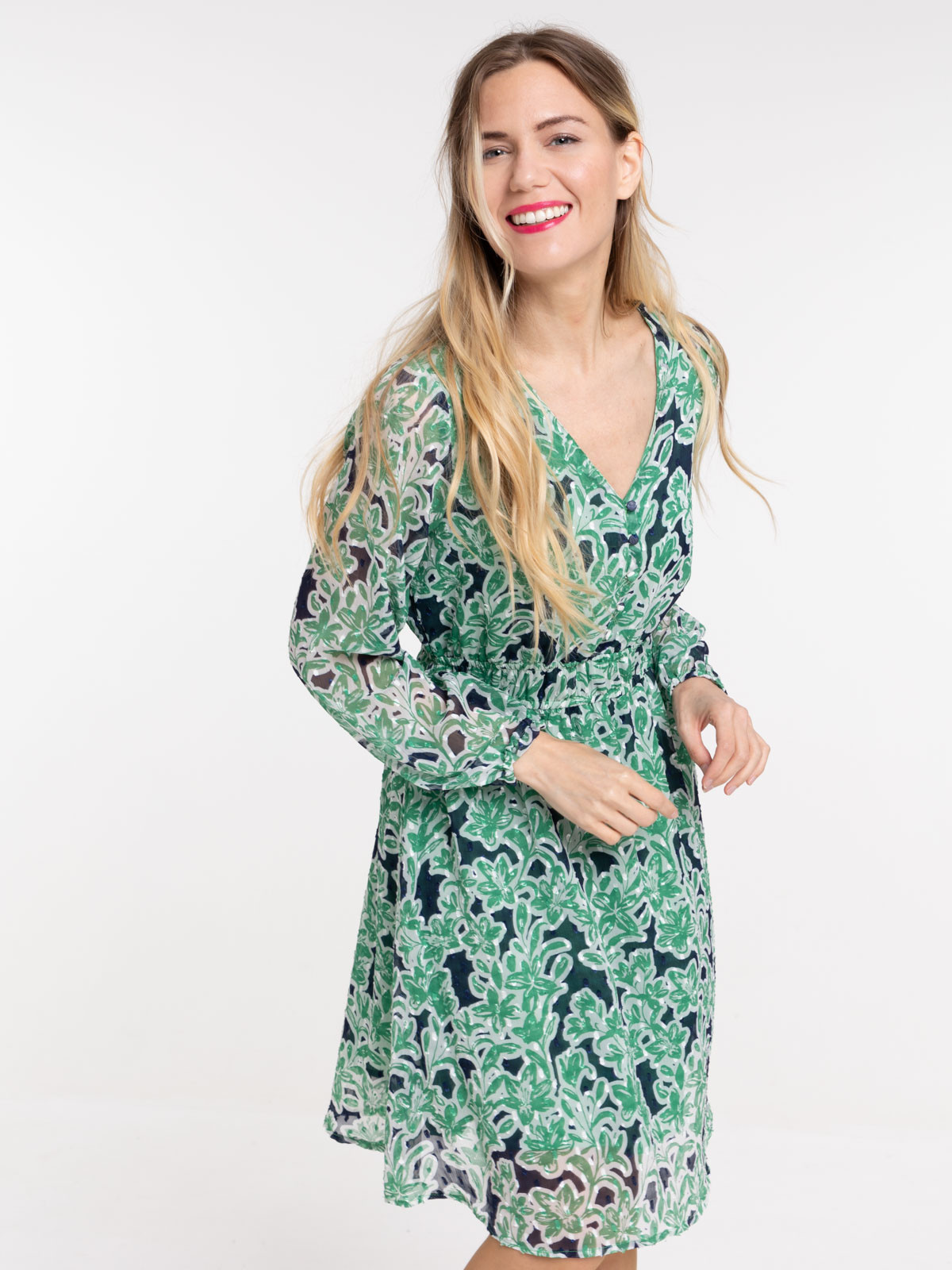 Robe imprimé floral vert pop femme Robe imprimé floral vert pop femme
