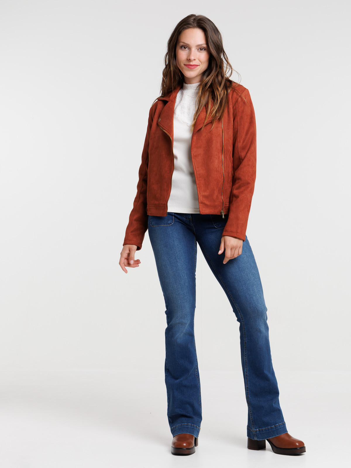 Veste suédine tabac rougi femme