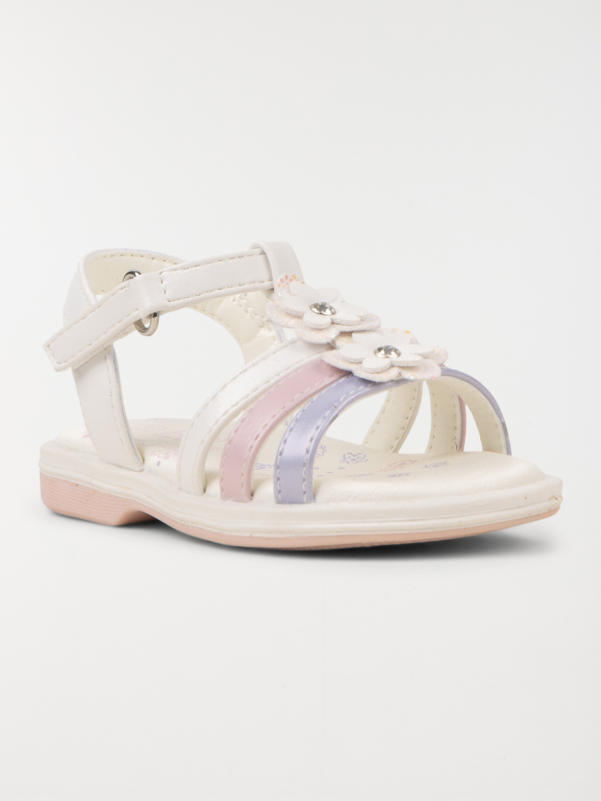 Pied-nu blanc fleurs fille (19-23)