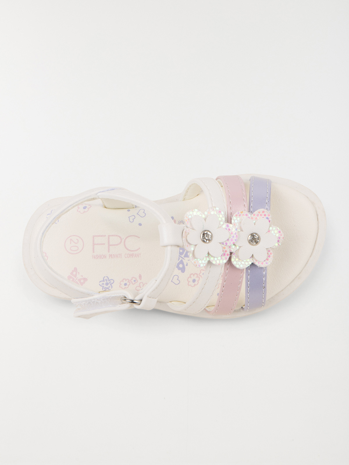 Pied-nu blanc fleurs fille (19-23)