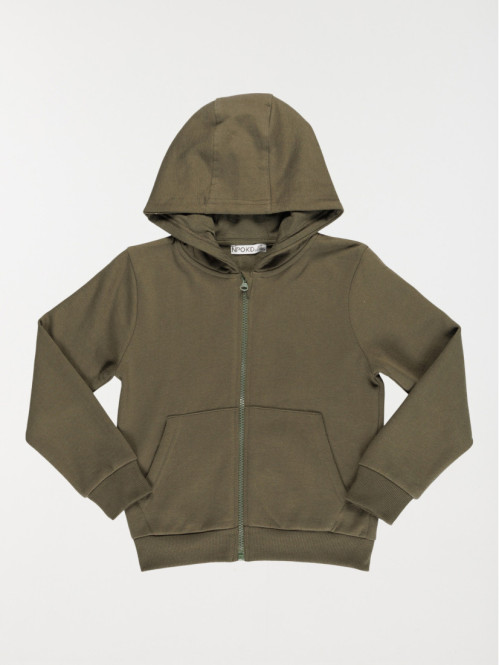 Sweat garçon à capuche kaki (3-12A)