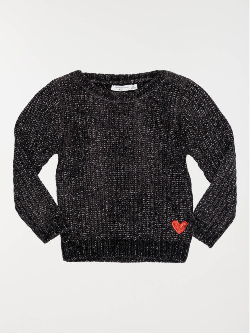 Pull coeur rouge brodé fille (3-12A)