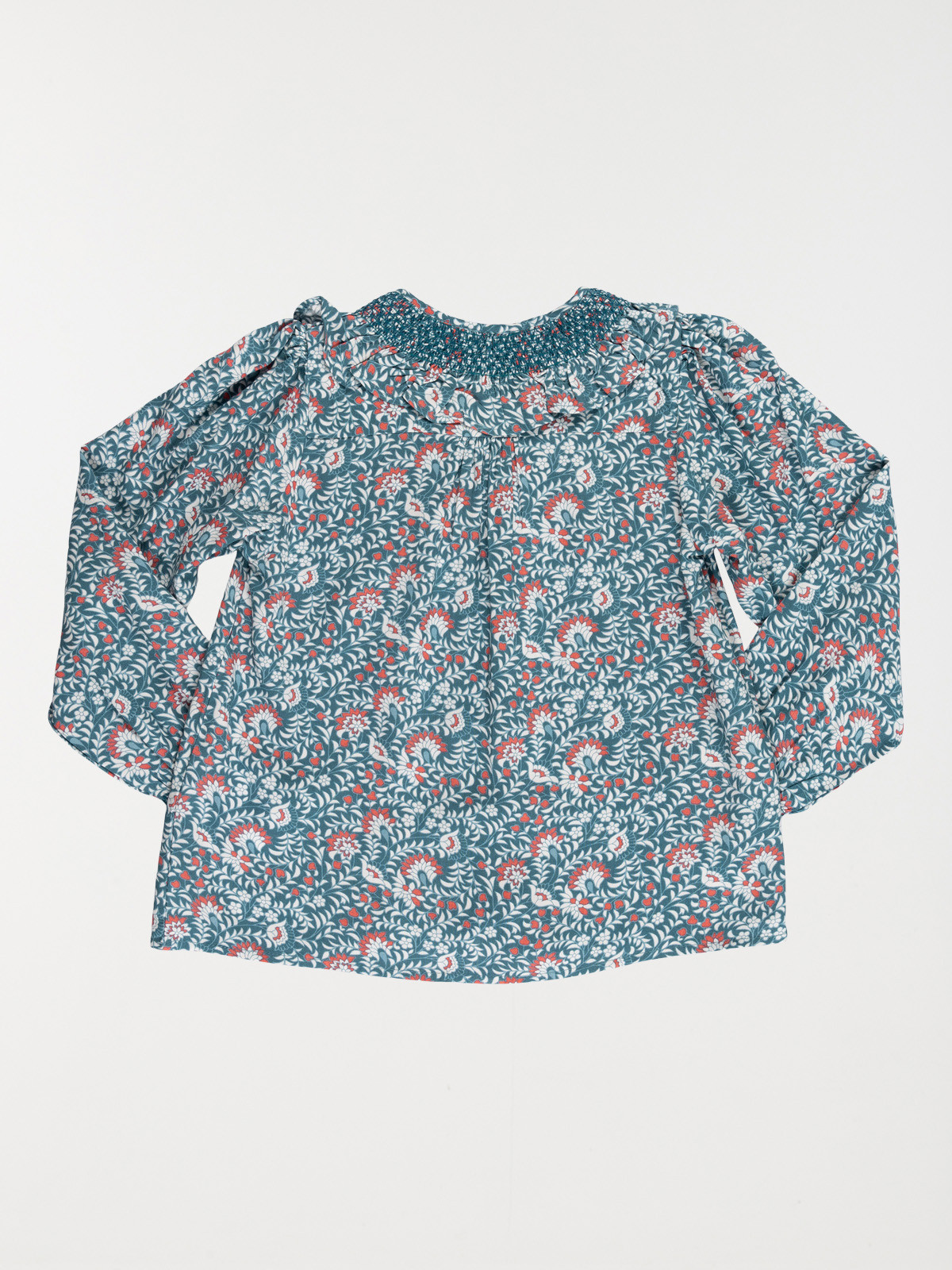 Blouse florale petrol blue fille (3-12A)