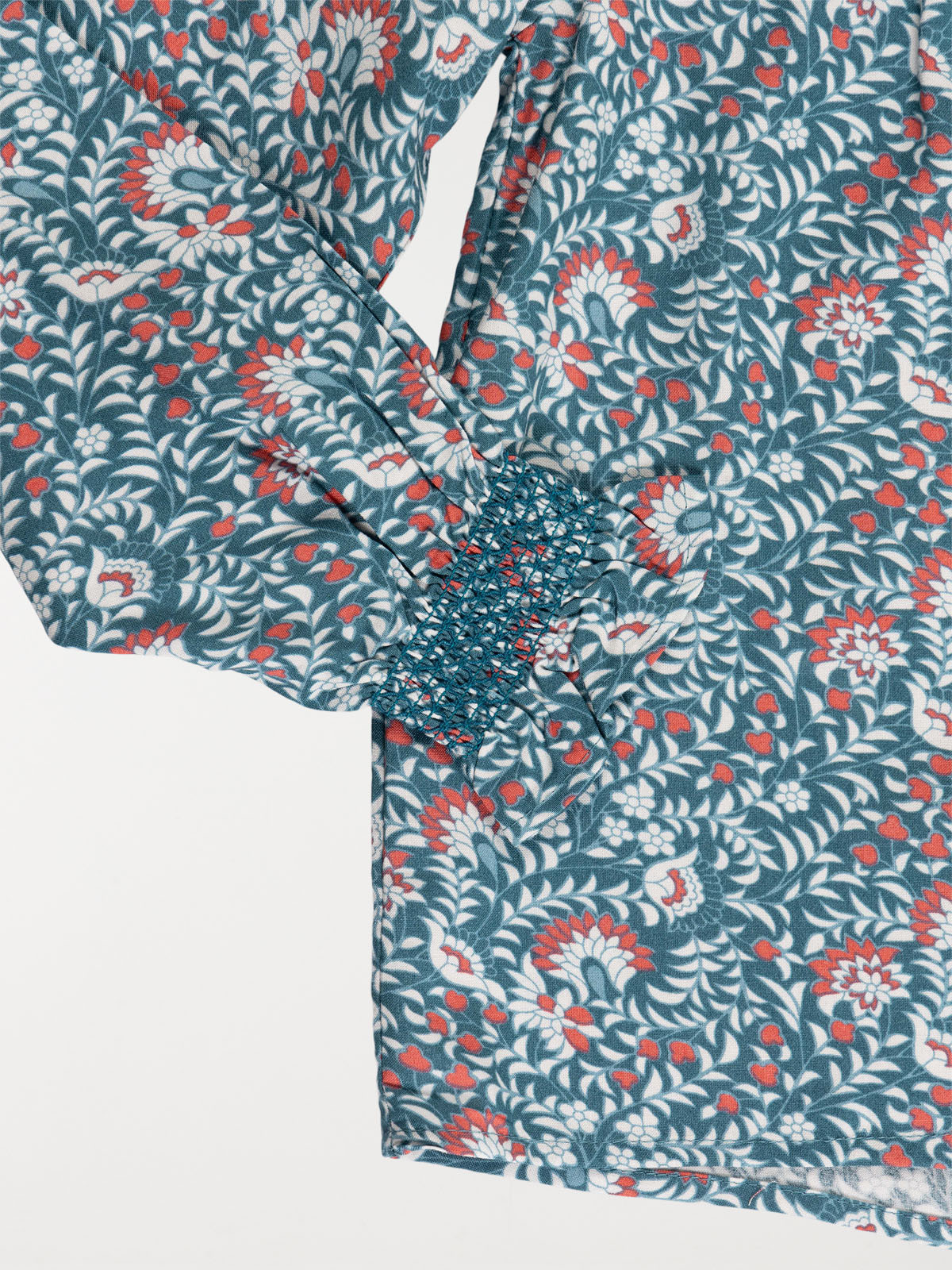 Blouse florale petrol blue fille (3-12A)