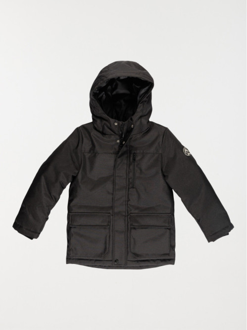Parka capuche noire garçon (3-12A)