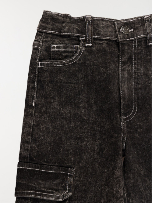 Jean cargo garçon noir (3-12A)