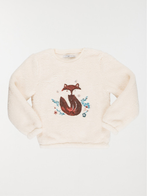 Sweat sherpa renard sequin fille (3-12A)