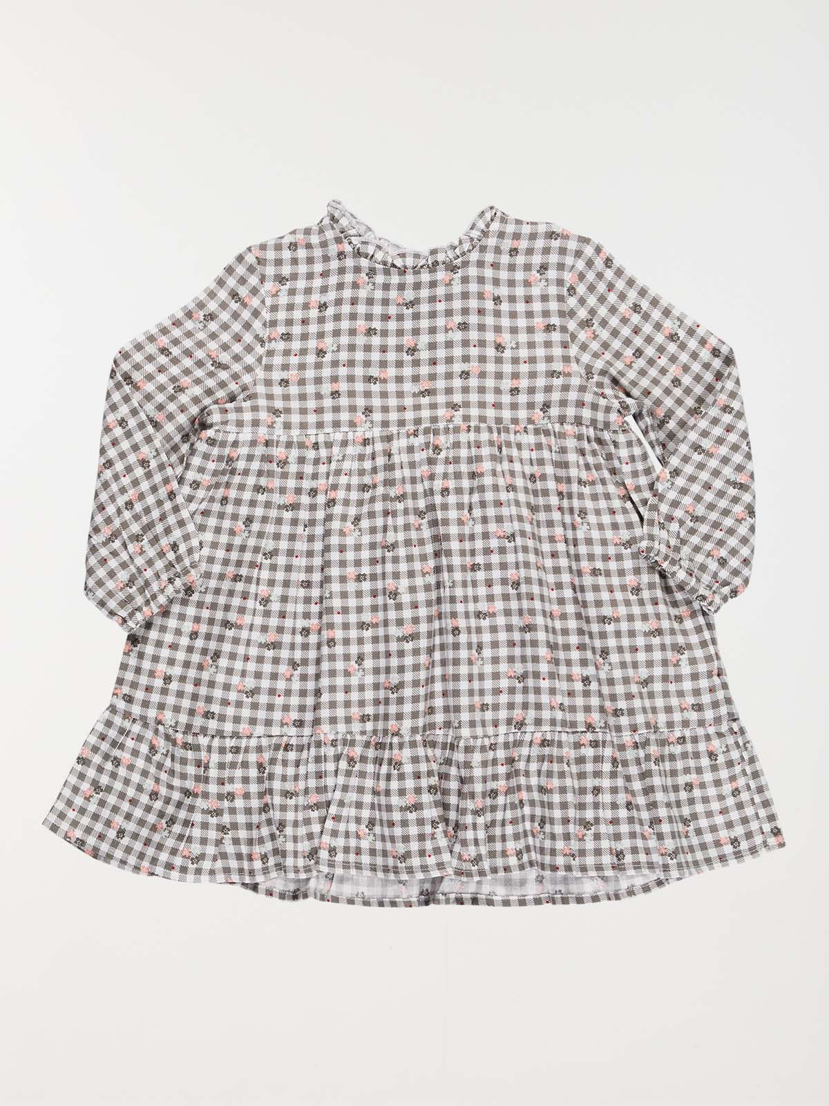 Robe vichy et fleurs fille (3-36M)