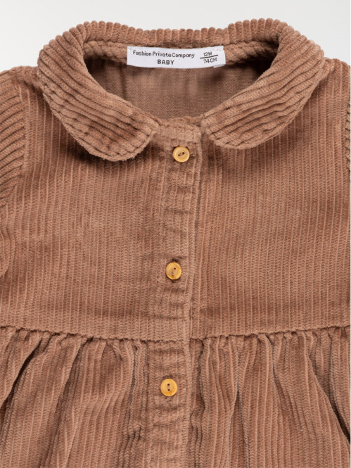 Robe velours taupe marron fille (3-36M)