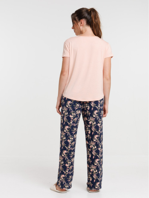 Pyjama fleuri old pink femme