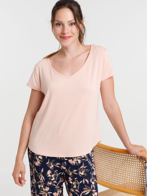 Pyjama fleuri old pink femme