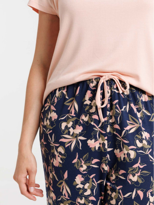 Pyjama fleuri old pink femme