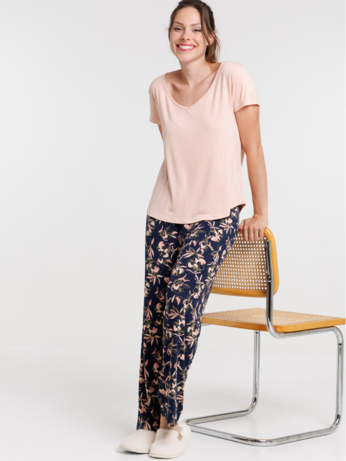 Pyjama fleuri old pink femme