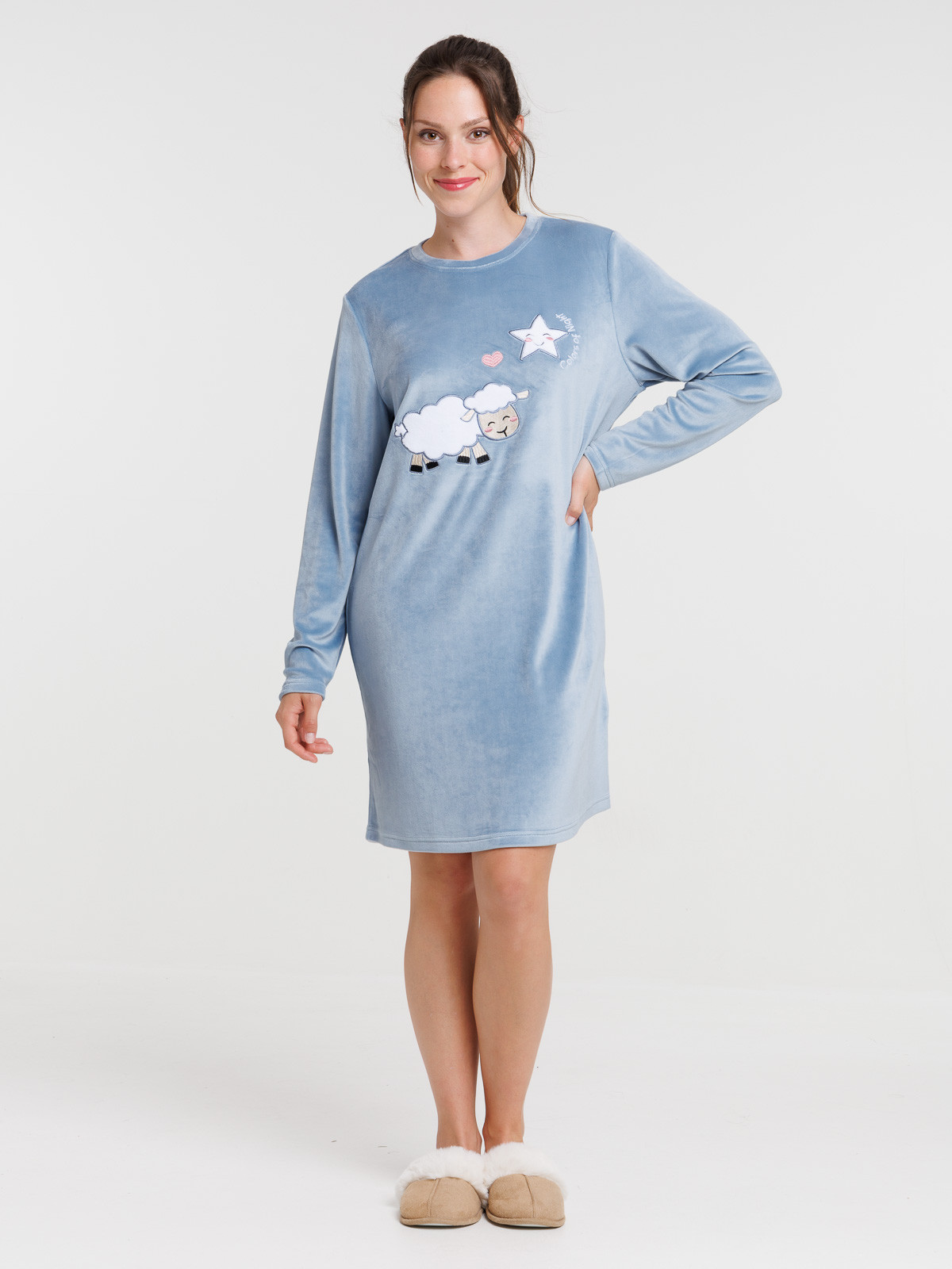 Chemise de nuit velours mouton femme Chemise de nuit velours mouton femme