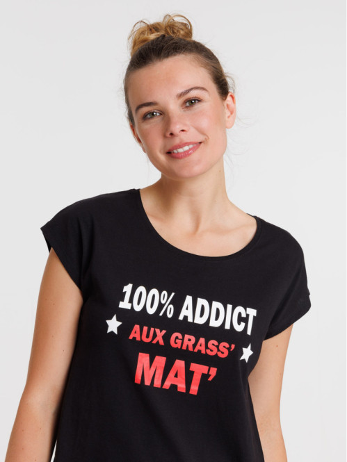 Chemise de nuit noire message femme