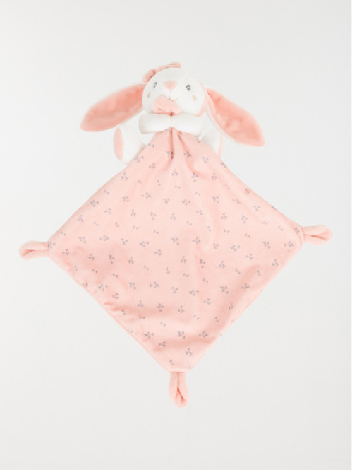 Doudou mouchoir naissance lapin rose