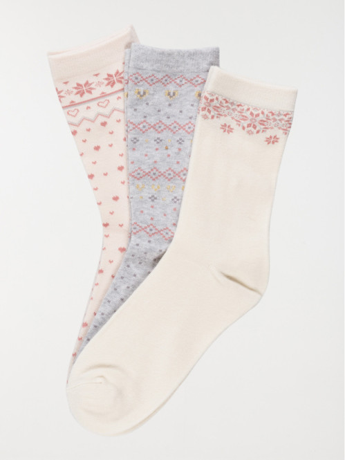 Lot de 3 chaussettes fantaisies femme