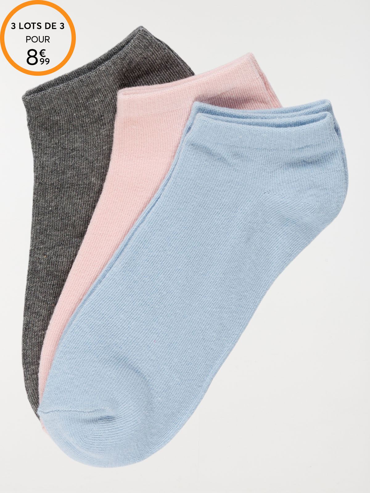 Lot de 3 chaussettes multicolores femme
