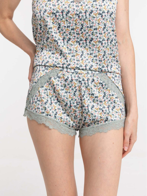 Pyjashort imprimé floral femme