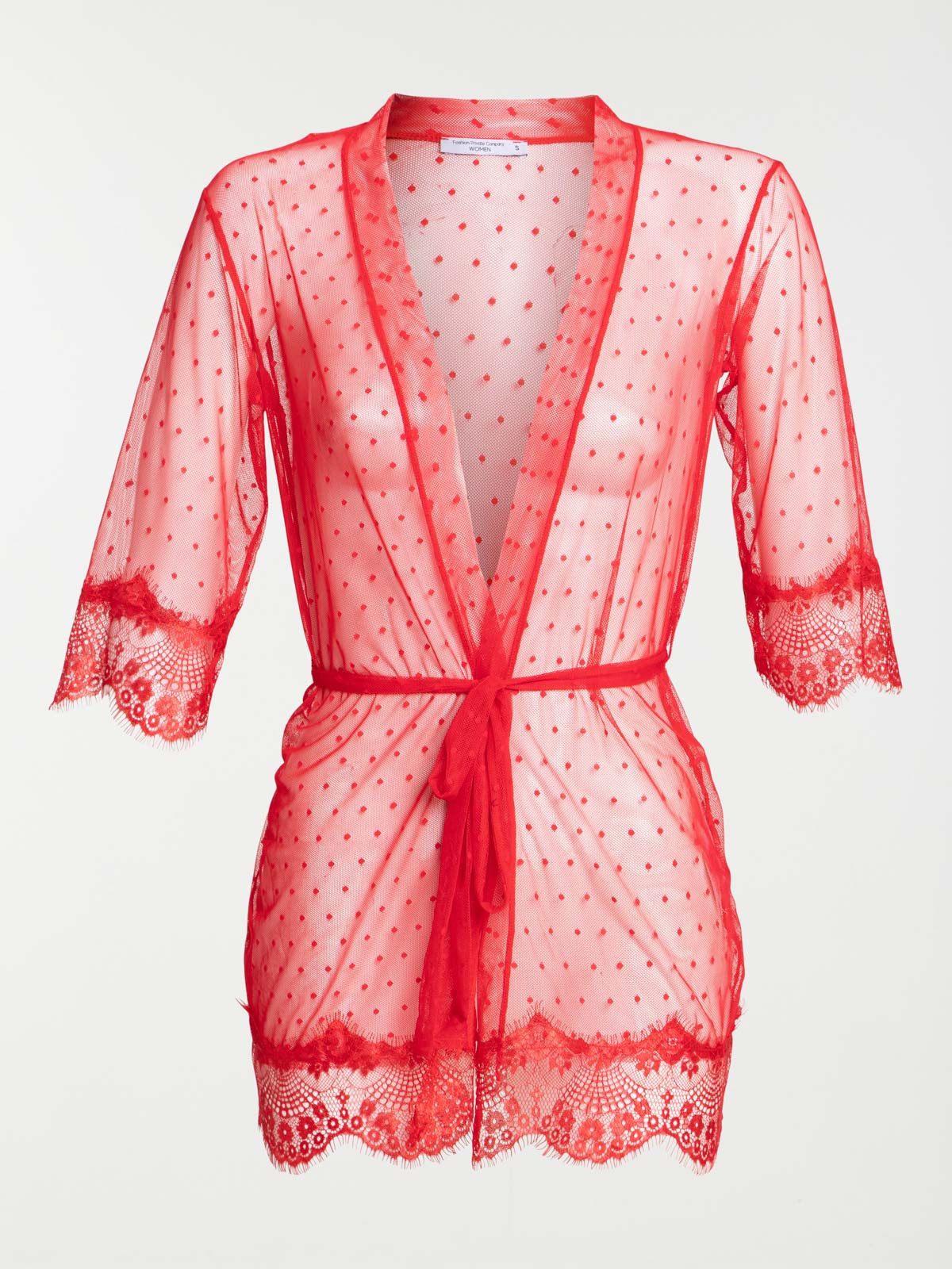 Kimono résille dentelle rouge kiss femme