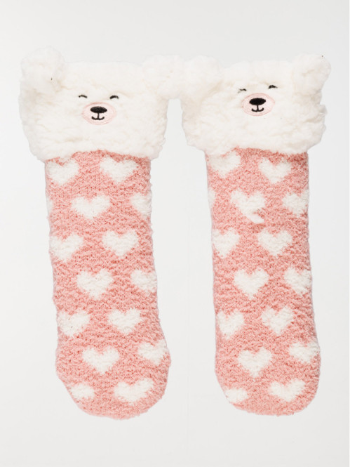 Chaussettes douces ourson et coeur fille