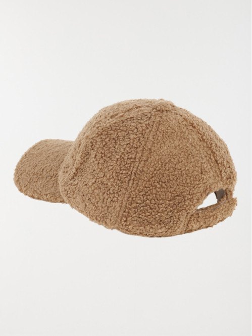 Casquette taupe en sherpa femme