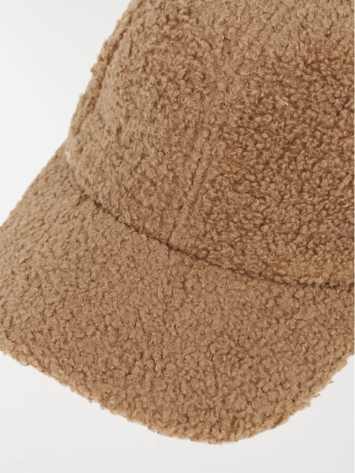 Casquette taupe en sherpa femme
