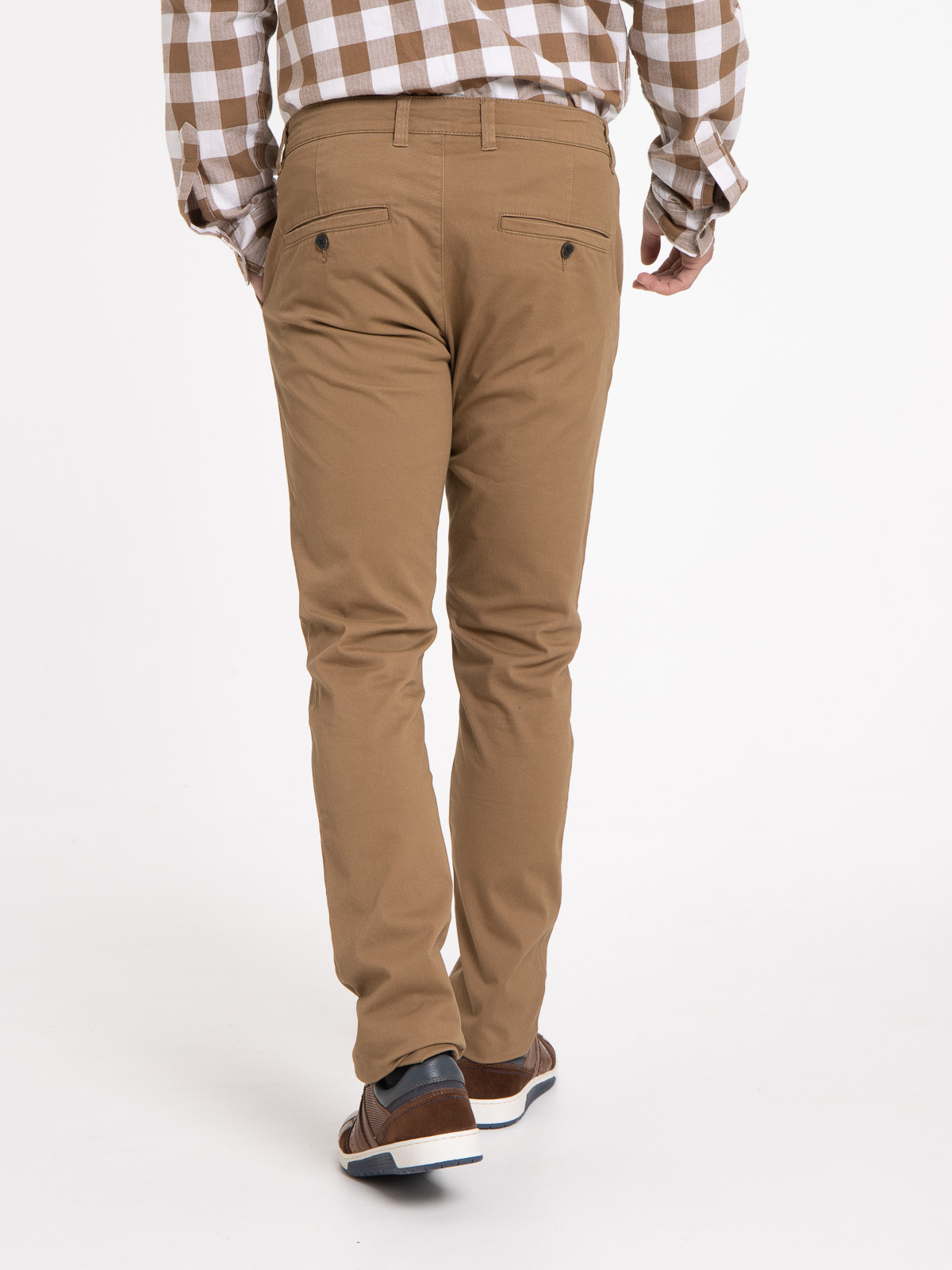 Pantalon chino slim café foncé homme
