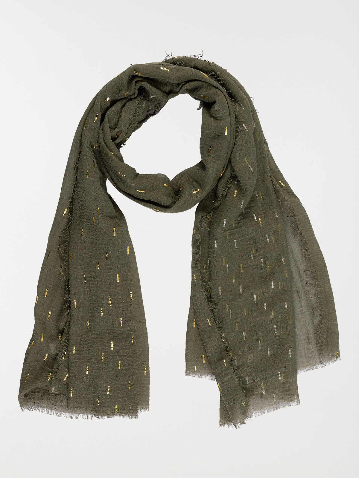 Foulard kaki motif doré femme