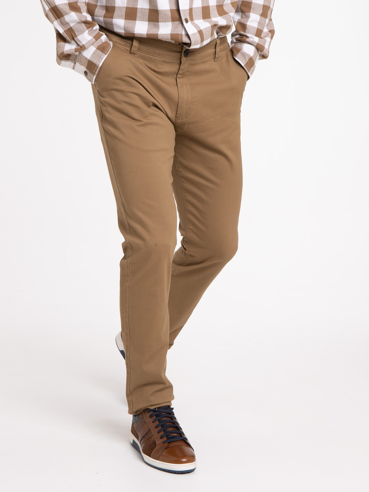Pantalon chino slim café foncé homme