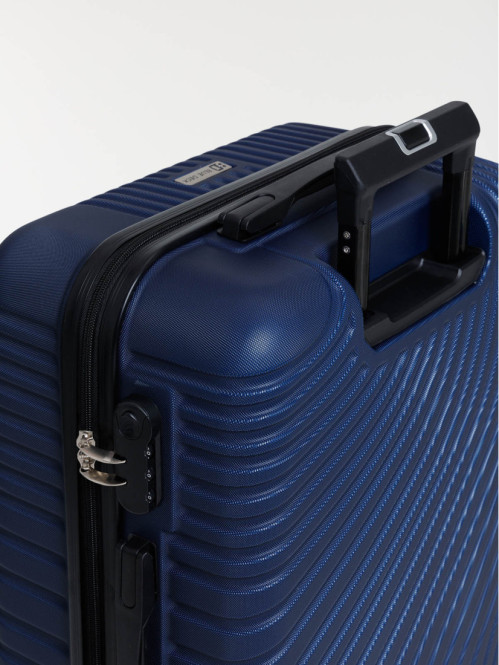 Valise rigide bleu à roulette