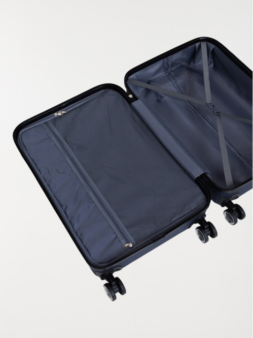 Valise rigide bleu à roulette