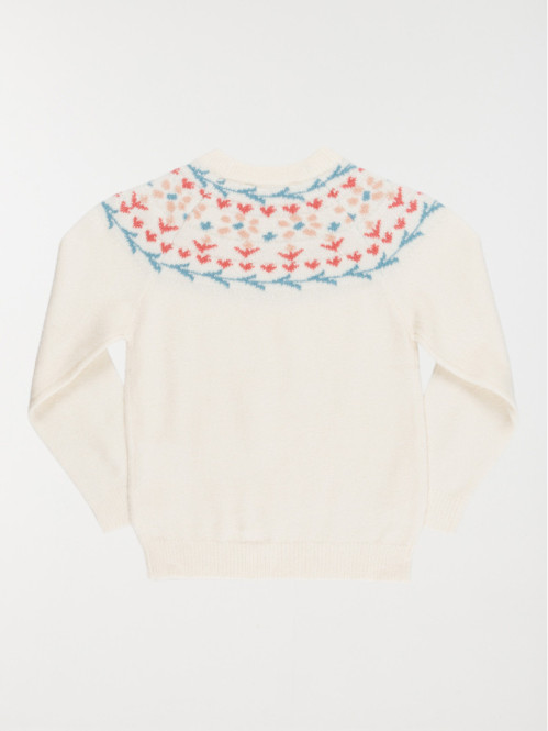 Pull jacquard col rond fille (3-12A)
