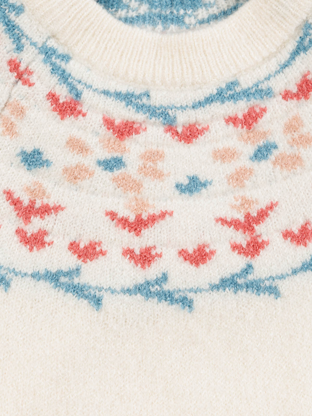 Pull jacquard col rond fille (3-12A)