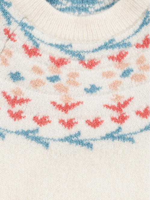 Pull jacquard col rond fille (3-12A)