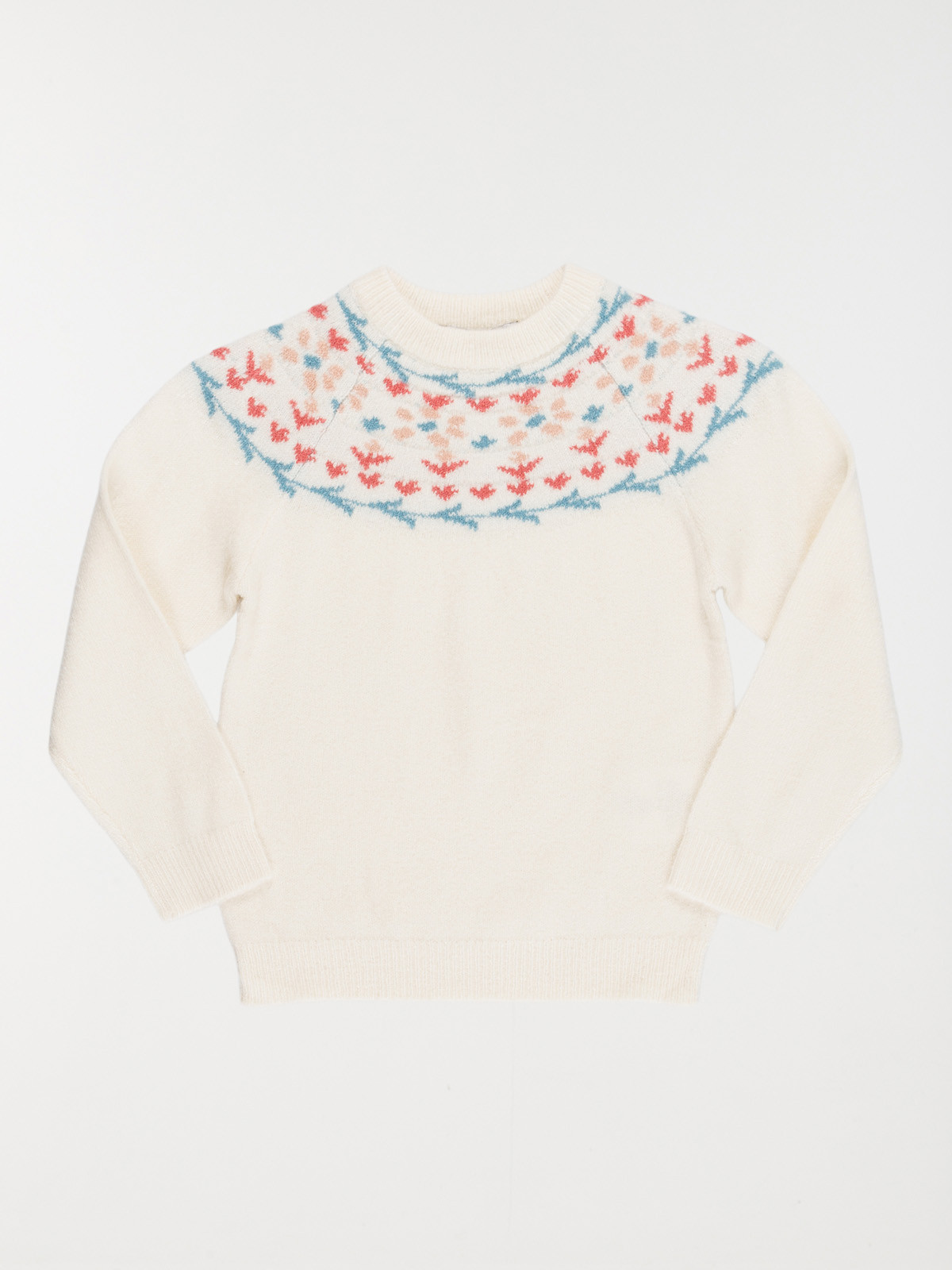 Pull jacquard col rond fille (3-12A)