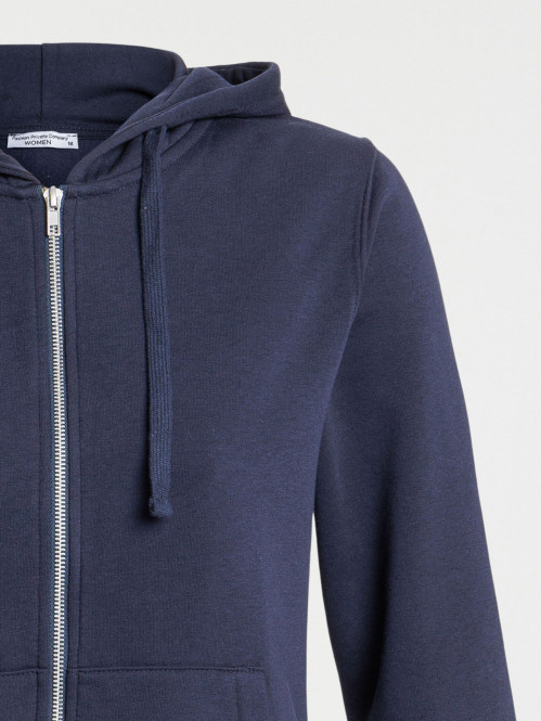 Sweat zippé à capuche marine femme
