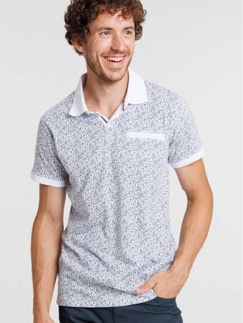 Polo blanc fleuri homme