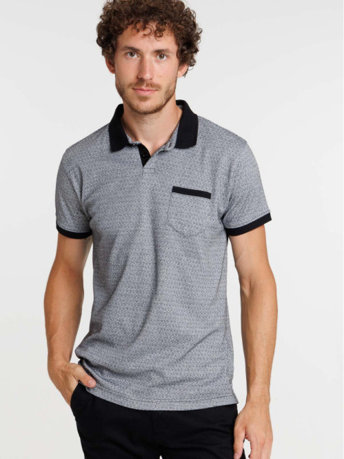 Polo noir motif pois homme
