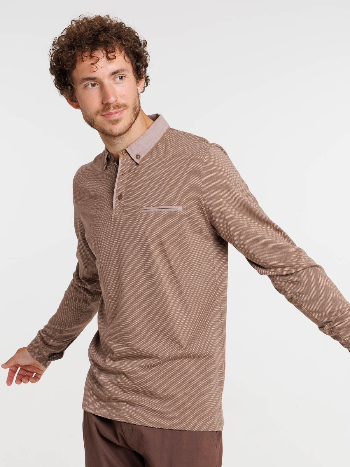 Polo homme coloris mocca latte