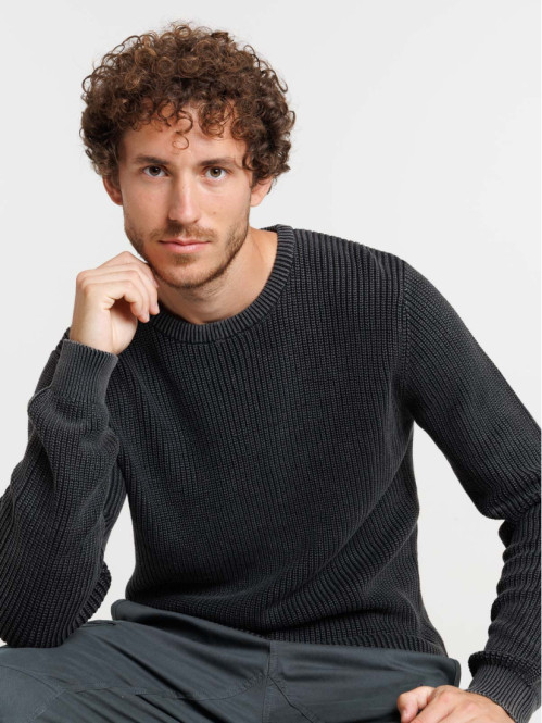 Pull col rond noir homme