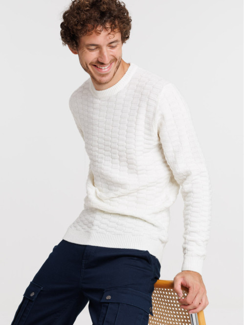 Pull écru relief homme