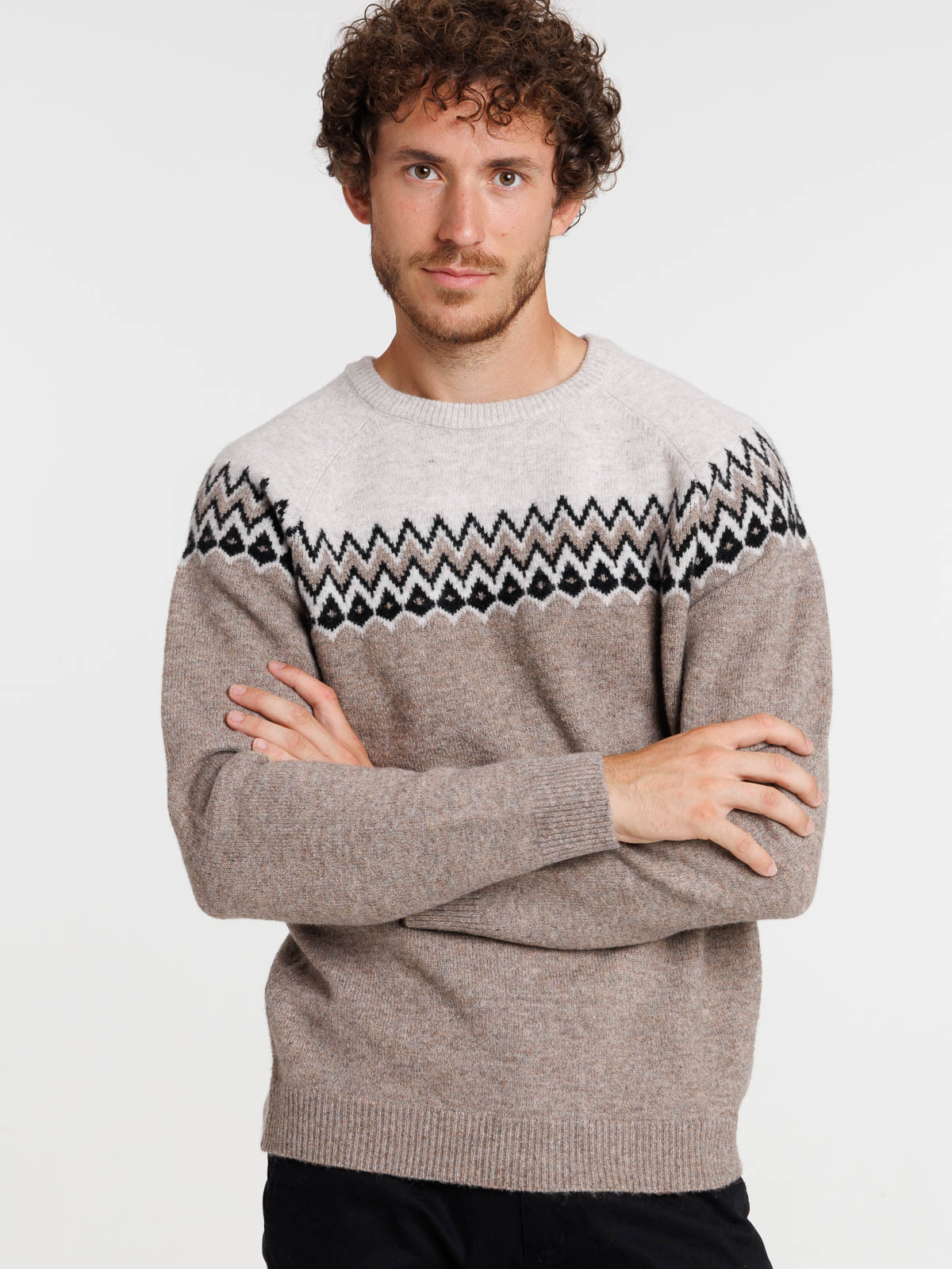 Pull jacquard mastic homme