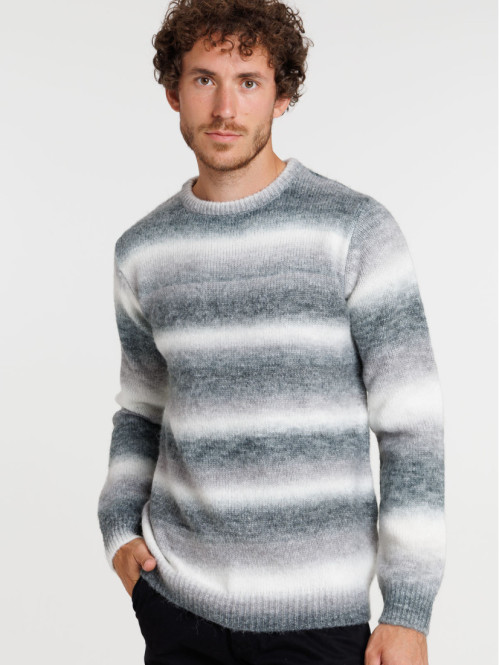 Pull Homme Bergati Col Rond - Laine Sensation - Multicolore - NEUF