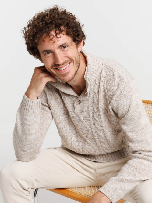 Pull col montant boutonné homme