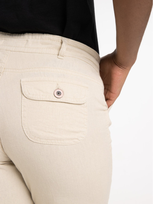 Pantalon lin mastic femme