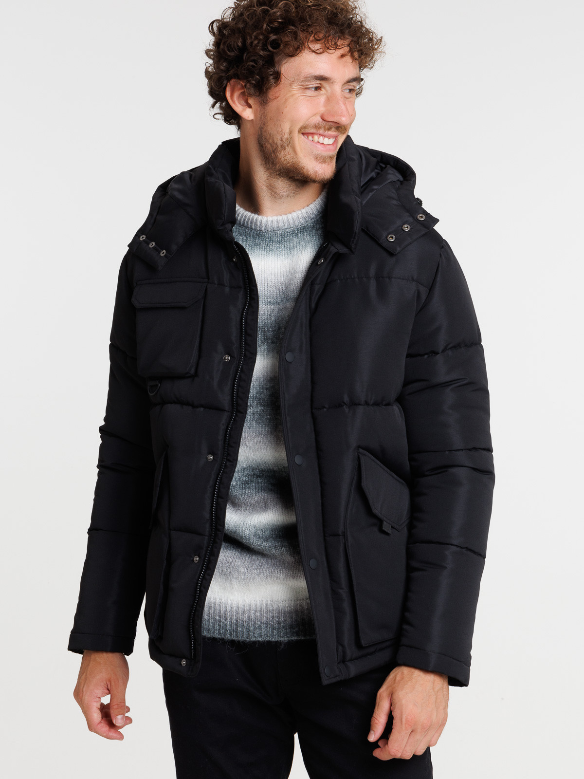 Blouson à capuche noir homme