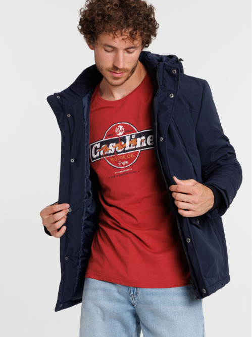 Parka à capuche marine navy homme