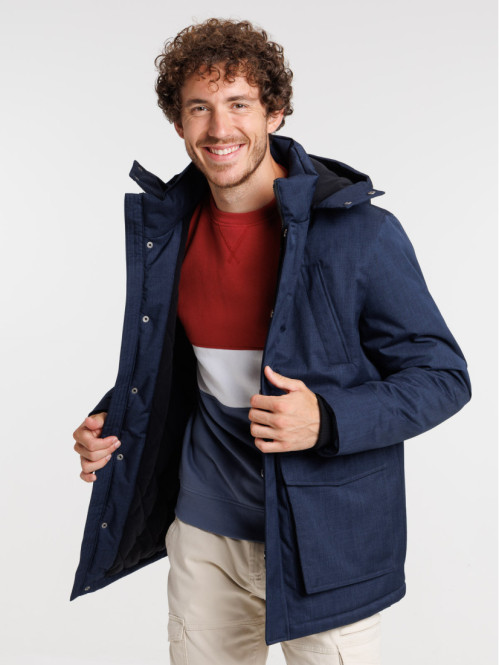 Parka à capuche marine navy homme